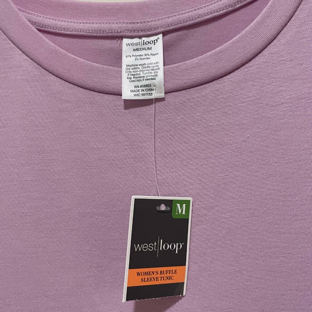West Loop Women’s Ruffle Sleeve Tunic Top Shirt Light Purple Size M - New - Picture 4 of 4